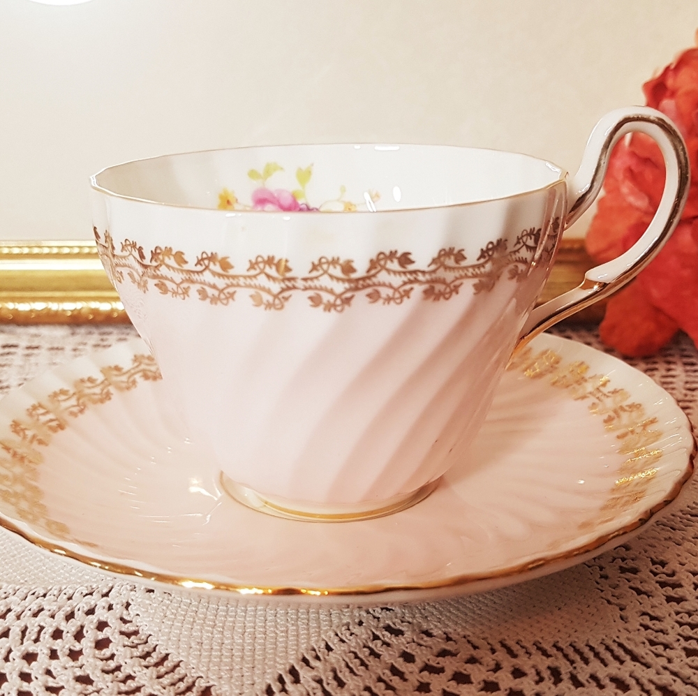 Pink and Gold Foley Cup and Saucer Set England